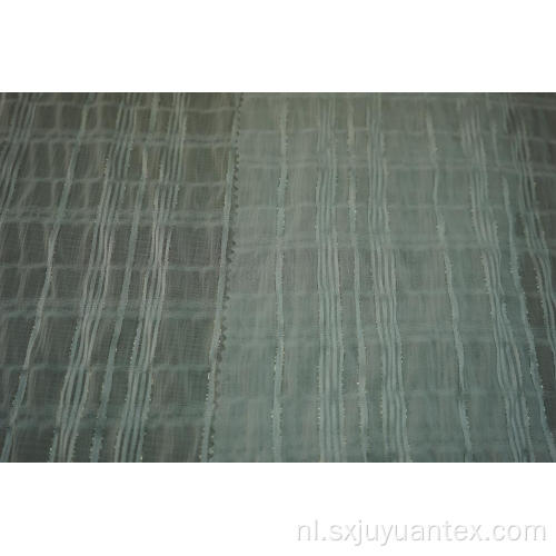 Polyester chiffon crinkle zilver lurex streep dobby stof